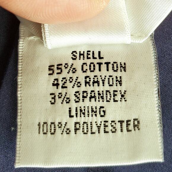 VTG Talbots Classic Stretch Cotton Pencil Skirt 12 Navy Blue Gold Neutral Career - Picture 5 of 11